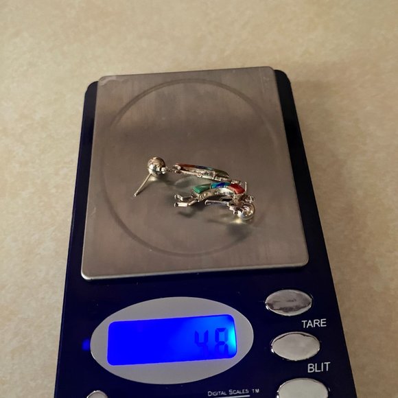 Kokopelli Flute Player Multi Inlay Sterling Silver 925 Earrings - Picture 12 of 12